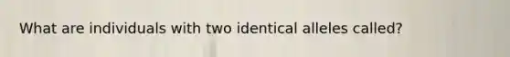 What are individuals with two identical alleles called?