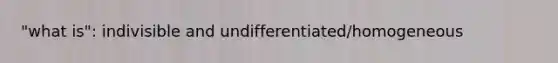 "what is": indivisible and undifferentiated/homogeneous