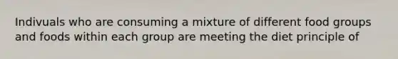 Indivuals who are consuming a mixture of different food groups and foods within each group are meeting the diet principle of