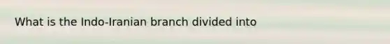 What is the Indo-Iranian branch divided into