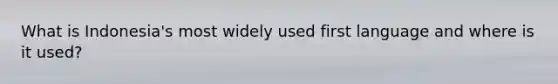 What is Indonesia's most widely used first language and where is it used?