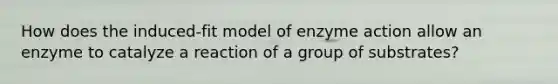 How does the induced-fit model of enzyme action allow an enzyme to catalyze a reaction of a group of substrates?