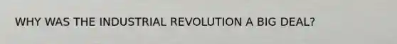 WHY WAS THE INDUSTRIAL REVOLUTION A BIG DEAL?