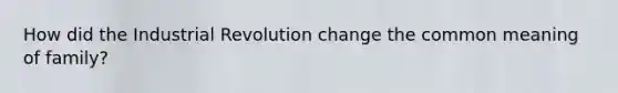 How did the Industrial Revolution change the common meaning of family?