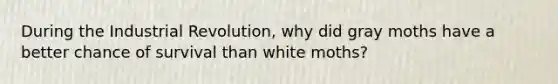 During the Industrial Revolution, why did gray moths have a better chance of survival than white moths?