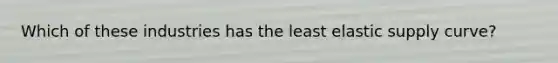 Which of these industries has the least elastic supply curve?