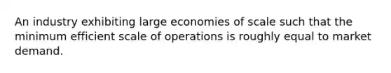 An industry exhibiting large economies of scale such that the minimum efficient scale of operations is roughly equal to market demand.