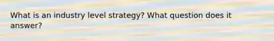 What is an industry level strategy? What question does it answer?