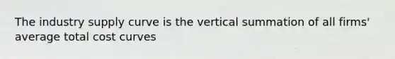 The industry supply curve is the vertical summation of all firms' average total cost curves