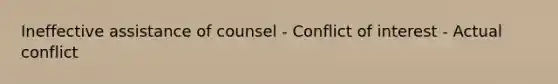 Ineffective assistance of counsel - Conflict of interest - Actual conflict