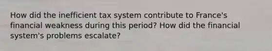 How did the inefficient tax system contribute to France's financial weakness during this period? How did the financial system's problems escalate?