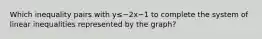 Which inequality pairs with y≤−2x−1 to complete the system of linear inequalities represented by the graph?