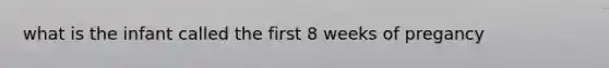 what is the infant called the first 8 weeks of pregancy