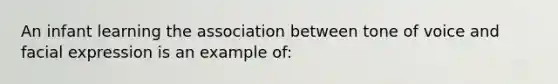 An infant learning the association between tone of voice and facial expression is an example of: