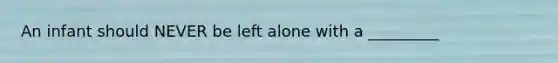 An infant should NEVER be left alone with a _________