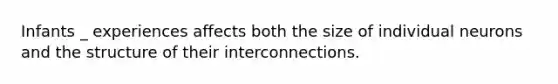 Infants _ experiences affects both the size of individual neurons and the structure of their interconnections.