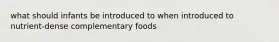 what should infants be introduced to when introduced to nutrient-dense complementary foods