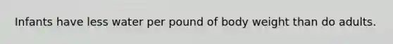 Infants have less water per pound of body weight than do adults.