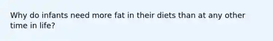 Why do infants need more fat in their diets than at any other time in life?