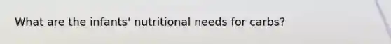 What are the infants' nutritional needs for carbs?