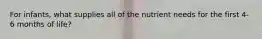 For infants, what supplies all of the nutrient needs for the first 4-6 months of life?