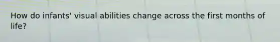 How do infants' visual abilities change across the first months of life?