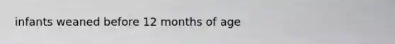 infants weaned before 12 months of age