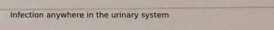 Infection anywhere in the urinary system