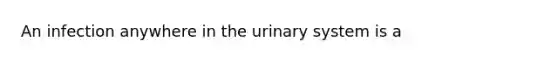 An infection anywhere in the urinary system is a