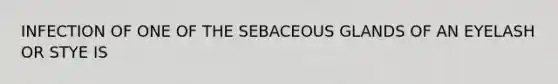 INFECTION OF ONE OF THE SEBACEOUS GLANDS OF AN EYELASH OR STYE IS