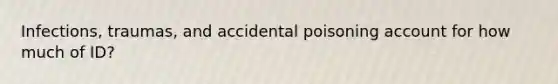 Infections, traumas, and accidental poisoning account for how much of ID?