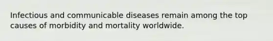 Infectious and communicable diseases remain among the top causes of morbidity and mortality worldwide.