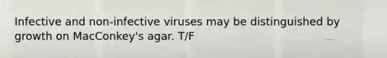 Infective and non-infective viruses may be distinguished by growth on MacConkey's agar. T/F