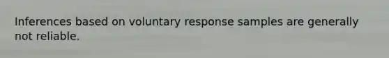 Inferences based on voluntary response samples are generally not reliable.