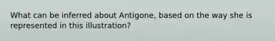 What can be inferred about Antigone, based on the way she is represented in this illustration?