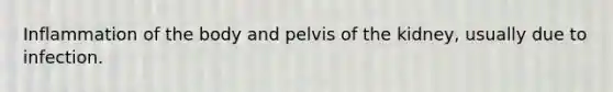 Inflammation of the body and pelvis of the kidney, usually due to infection.