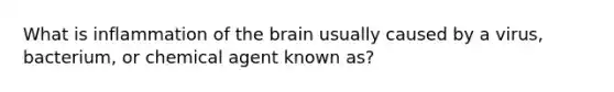 What is inflammation of the brain usually caused by a virus, bacterium, or chemical agent known as?