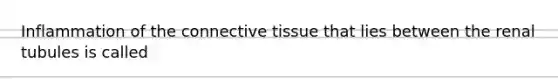 Inflammation of the connective tissue that lies between the renal tubules is called