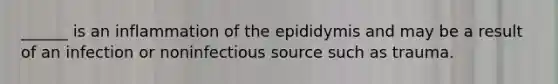 ______ is an inflammation of the epididymis and may be a result of an infection or noninfectious source such as trauma.