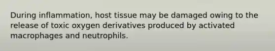 During inflammation, host tissue may be damaged owing to the release of toxic oxygen derivatives produced by activated macrophages and neutrophils.