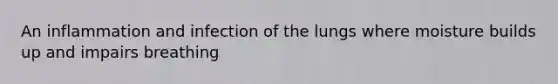 An inflammation and infection of the lungs where moisture builds up and impairs breathing