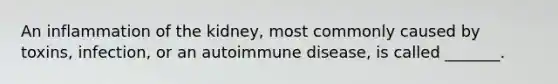 An inflammation of the kidney, most commonly caused by toxins, infection, or an autoimmune disease, is called _______.