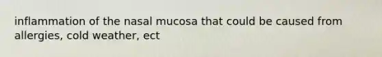 inflammation of the nasal mucosa that could be caused from allergies, cold weather, ect