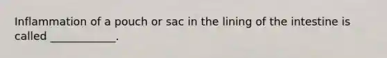 Inflammation of a pouch or sac in the lining of the intestine is called ____________.