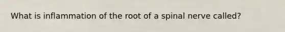 What is inflammation of the root of a spinal nerve called?