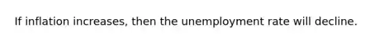 If inflation increases, then the unemployment rate will decline.