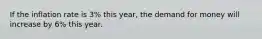 If the inflation rate is 3% this year, the demand for money will increase by 6% this year.