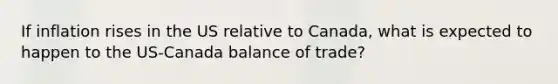 If inflation rises in the US relative to Canada, what is expected to happen to the US-Canada balance of trade?