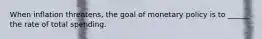 When inflation threatens, the goal of monetary policy is to ______ the rate of total spending.