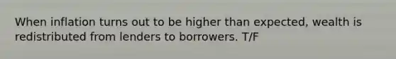 When inflation turns out to be higher than expected, wealth is redistributed from lenders to borrowers. T/F